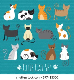 Cat Set,Vector Illustration Cartoon
