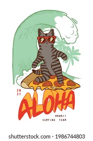 Cat Shades Surfing Wave On Pizza Stock Vector (Royalty Free) 1986744803 ...