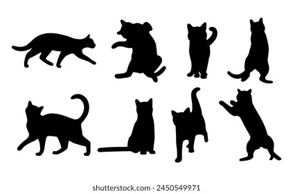 Cat shadow 11 cute on a white background, vector illustration.