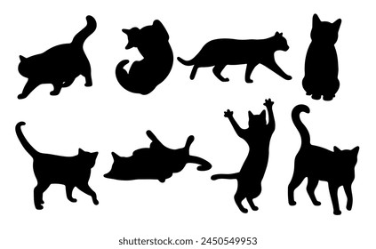 Cat shadow 12 cute on a white background, vector illustration.