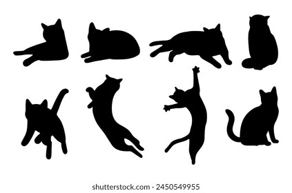 Cat shadow 13 cute on a white background, vector illustration.