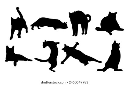Sombra de gato 14 lindo sobre un fondo blanco, Ilustración vectorial.