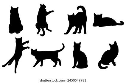 Cat shadow 2 cute on a white background, vector illustration.