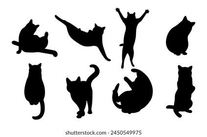 Cat shadow 8 cute on a white background, vector illustration.