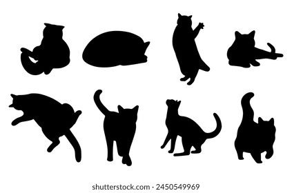 Cat shadow 9 cute on a white background, vector illustration.