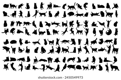 Cat shadow collection 1 cute on a white background, vector illustration.