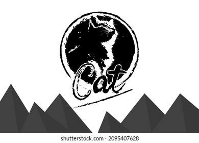 Katzenschattenlogo, Katzensilhouette, abstraktes Katzensilhouette-Logo