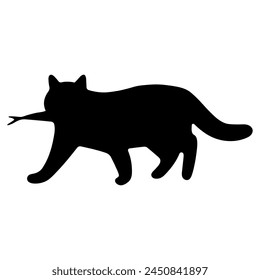 Cat shadow single 2 cute on a white background, vector  illustration.