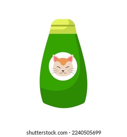 Ilustración vectorial de champú de gato. Elemento para tienda de mascotas, champú gato aislado en fondo blanco. Concepto de animales domésticos