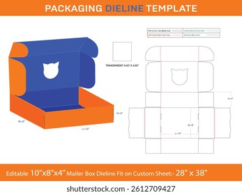 Cat Shape Custom Mailer Window Box LASER CUT Template