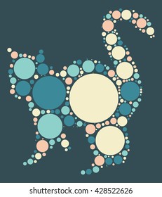 cat shape design by color point