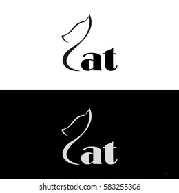 Cat Shape Line Letter Logo