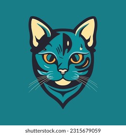 Cat shape mascot logo for animal health company.