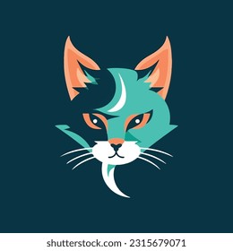 Cat shape mascot logo for animal health company.