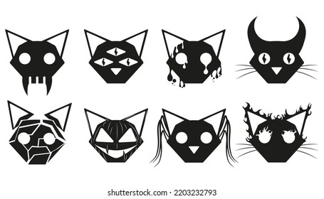 Cat shape on a white background. For Halloween. Vector