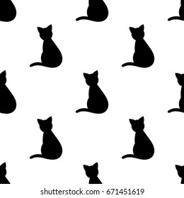 Cat Shape Seamless Pattern. Vector Illustration