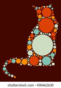 cat  shape vector design by color point