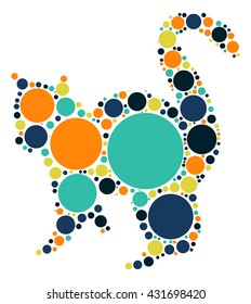 cat shape vector design by color point