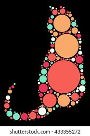 cat shape vector design by color point