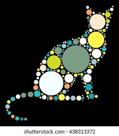 cat shape vector design by color point