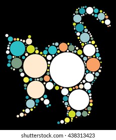 cat shape vector design by color point