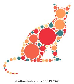 cat shape vector design by color point
