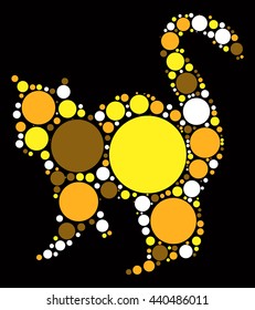 cat shape vector design by color point