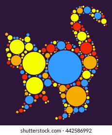 cat shape vector design by color point