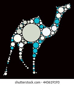 cat shape vector design by color point