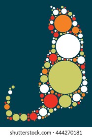 cat shape vector design by color point