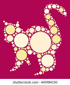 cat shape vector design by color point