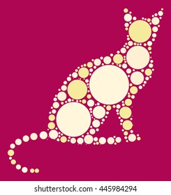 cat shape vector design by color point