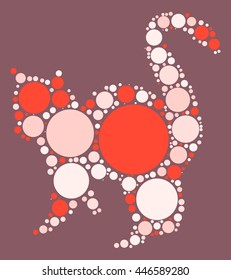 cat shape vector design by color point