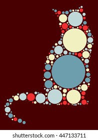 cat shape vector design by color point