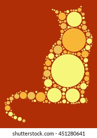 cat shape vector design by color point