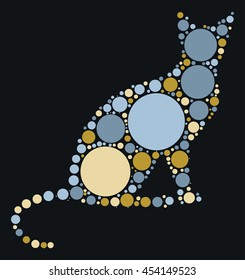 cat shape vector design by color point