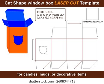 Cat Shape Window Box LASER CUT Template for stylish packaging