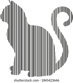 Cat shaped barcode, cat silhouette, tabby cat, cat profile