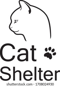 Cat shelter. Sign for logo design. Vector