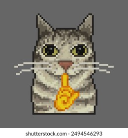 Cat shhh, pixel art meme