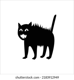 cat shocked vector illustration. pet silhouette sign and symbol.