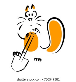 Cat with a shovel