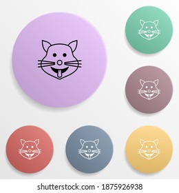 Cat shows the tongue emoji badge color set icon. Simple glyph, flat vector of emoji icons for ui and ux, website or mobile application