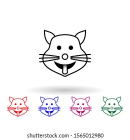 Cat shows the tongue multi color icon. Simple thin line, outline vector of emoji icons for ui and ux, website or mobile application