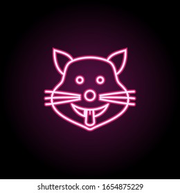 Cat shows the tongue neon icon. Simple thin line, outline vector of emoji icons for ui and ux, website or mobile application