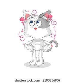 the cat shy vector. cartoon character