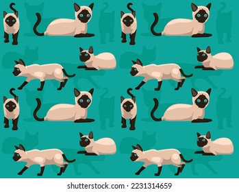 Cat Siamese Tonkinese Cartoon Character Seamless Wallpaper Background