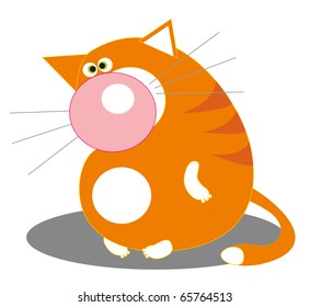 cat with sick nose on white background