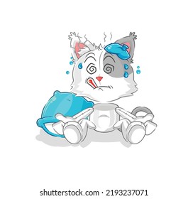 the cat sick vector. cartoon character