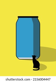 Cat in the side of the coke bottle, poster